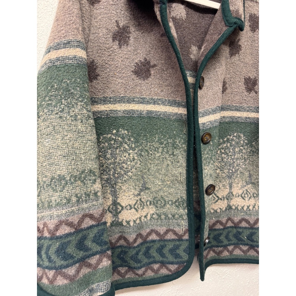 Vintage 90s IVY Wool Blend Jacket Womens XL Forest Cabin Grandpa Cardigan USA